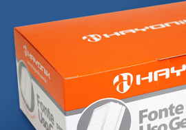 Embalagem com verniz UV total